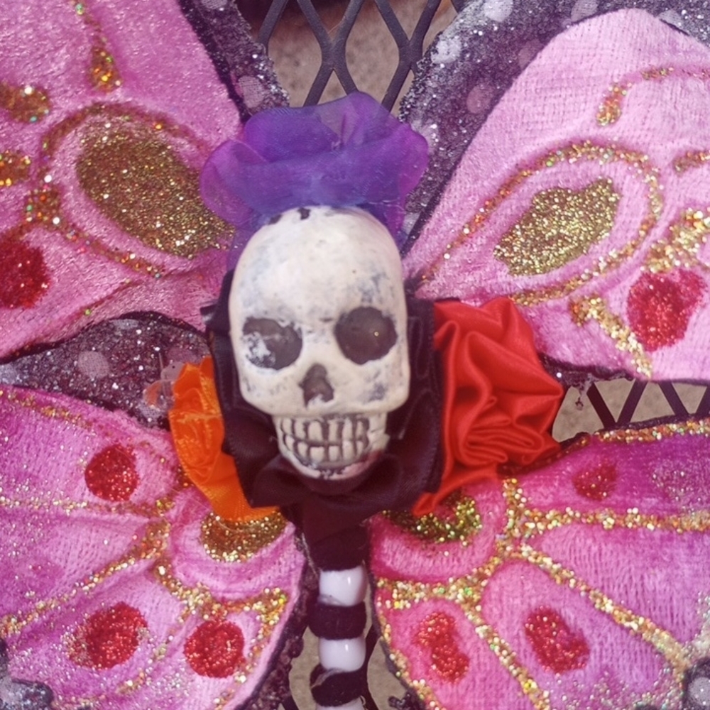 Pink and Purple Butterfly Skull Decor - Picture 2 of 5